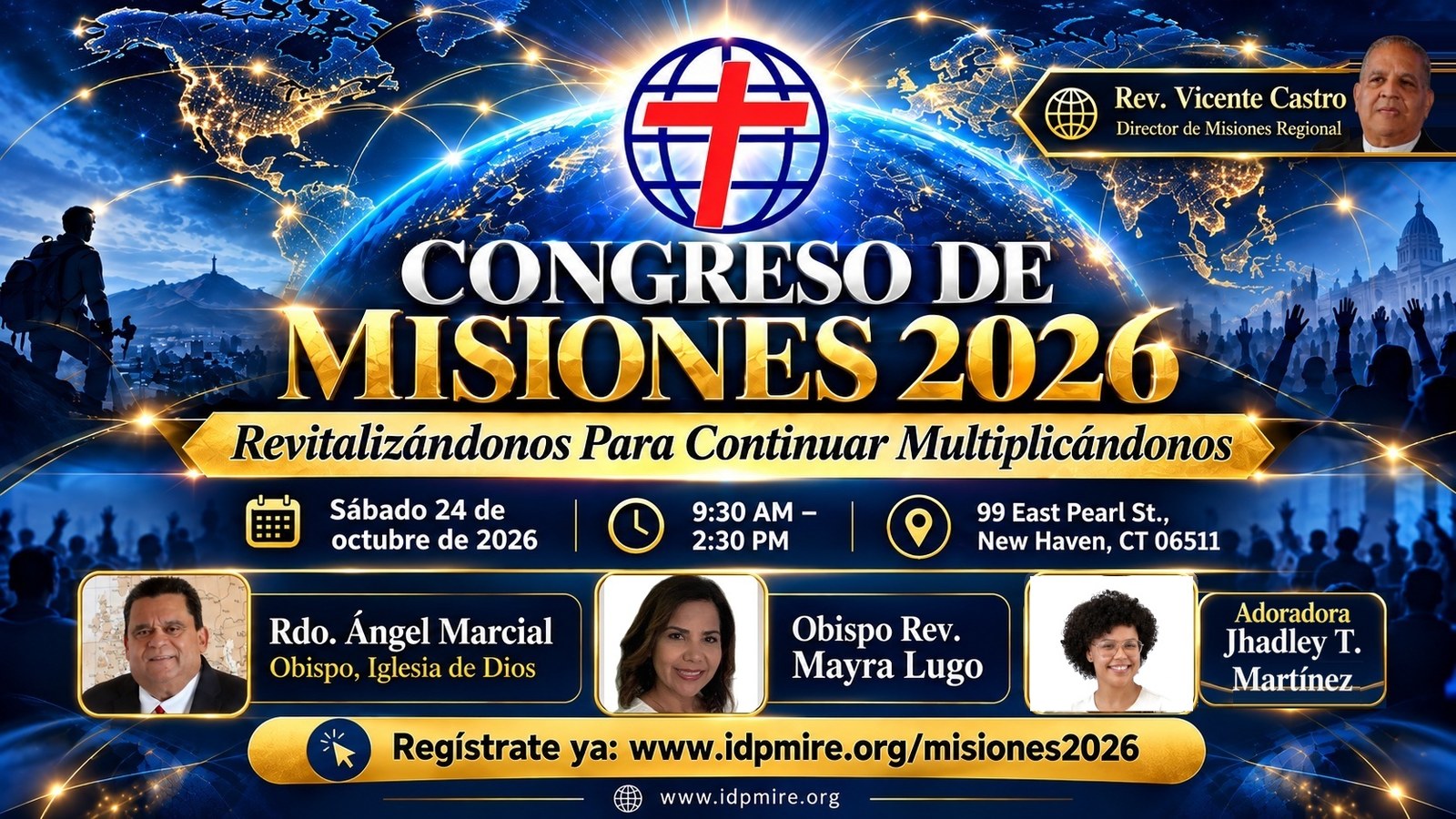 Congreso de Misiones 2026 · Revitalizándonos Para Continuar Multiplicándonos · Sábado 24 de octubre, New Haven CT